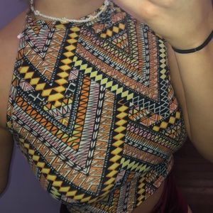 multicolored H&M halter neck tie tank top